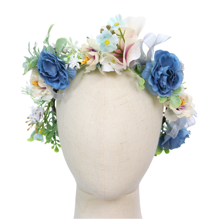 Bloemenkrans Haarband Blauw