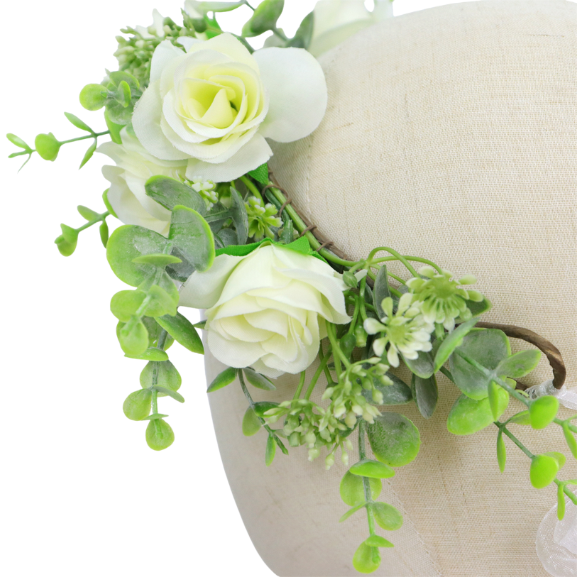Bloemenkrans Haarband Witte Rozen