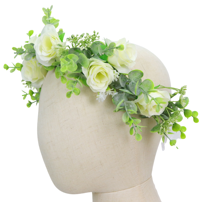 Bloemenkrans Haarband Witte Rozen