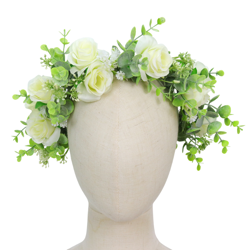Bloemenkrans Haarband Witte Rozen