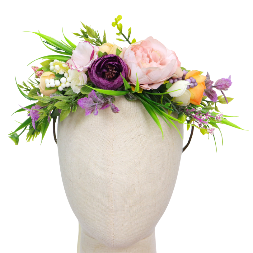 Bloemenkrans Haarband Paars & Roze