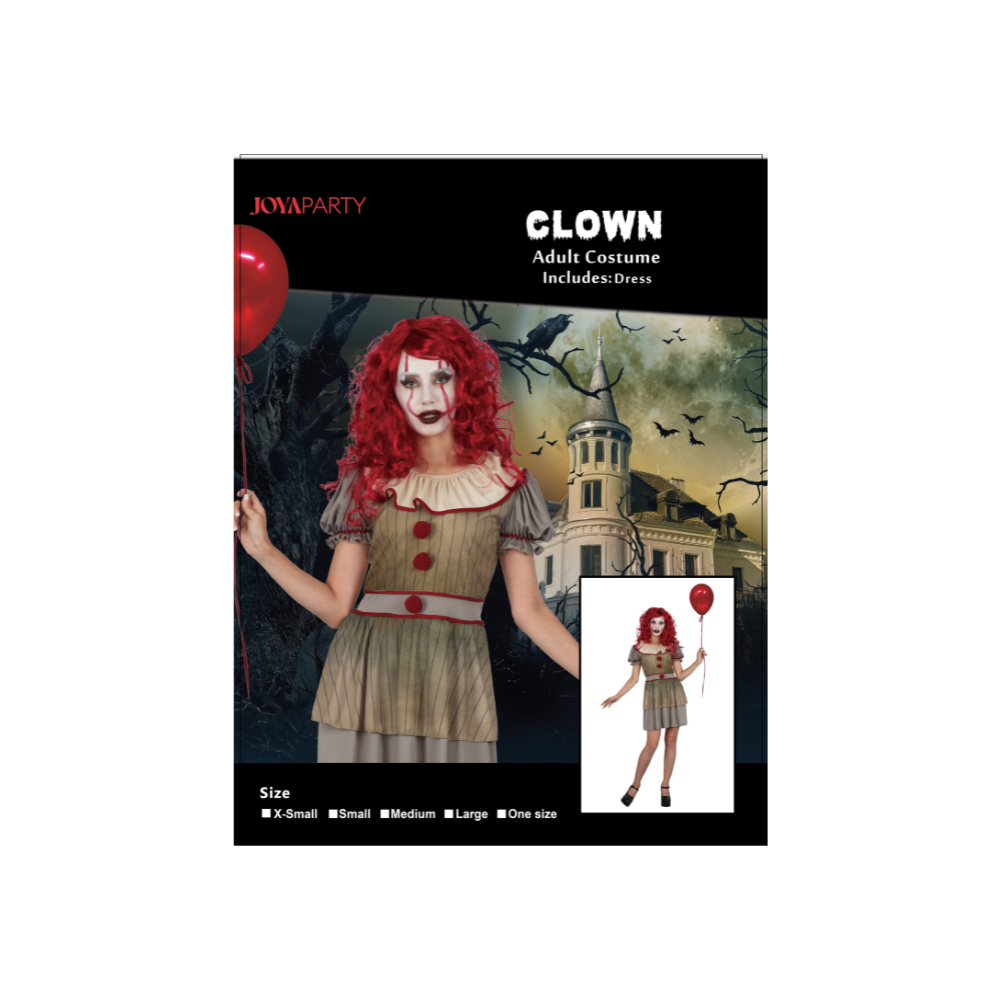 Scary Horror Clown Kostuum Dames