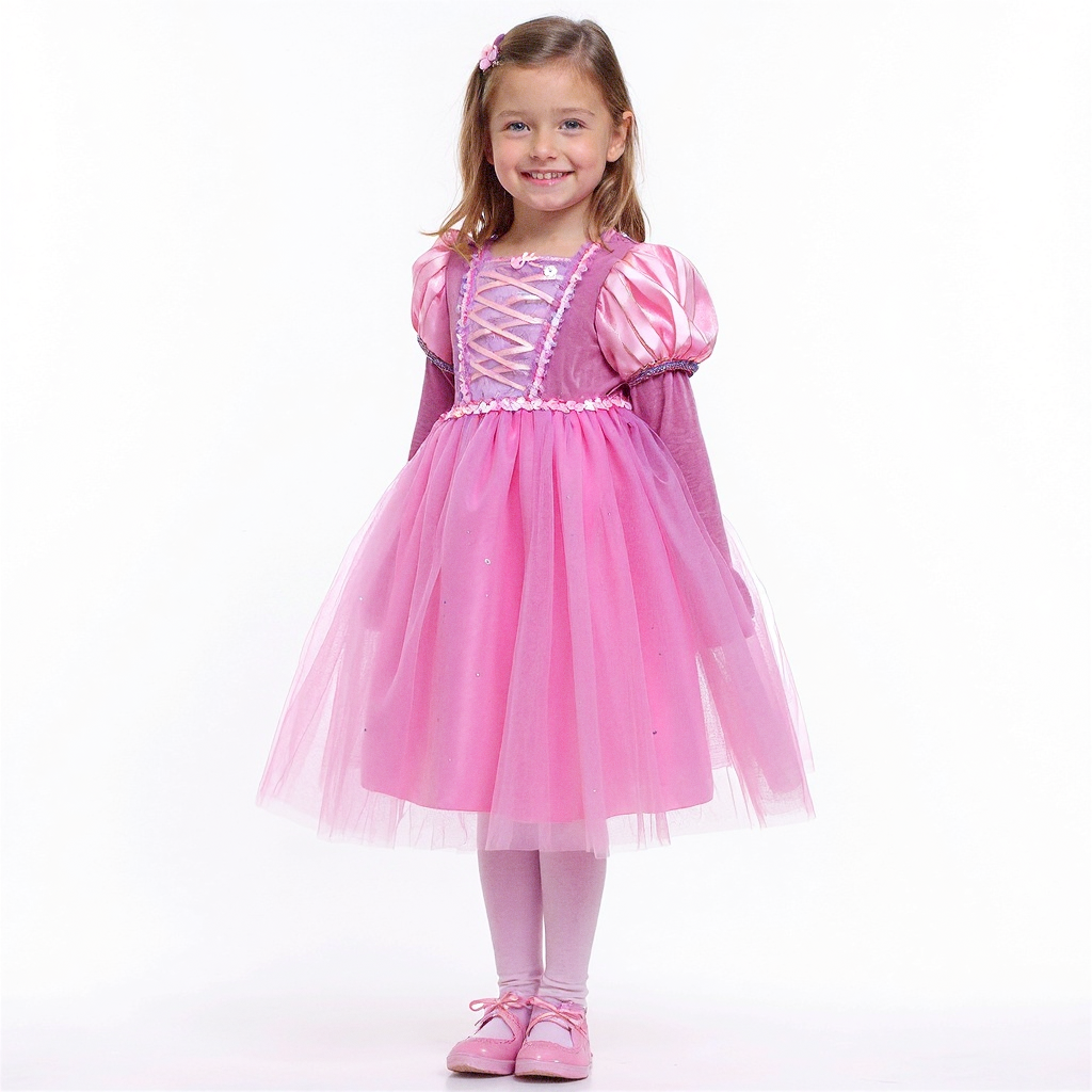 Luxe Roze Rapunzel Winter Prinsessenjurk