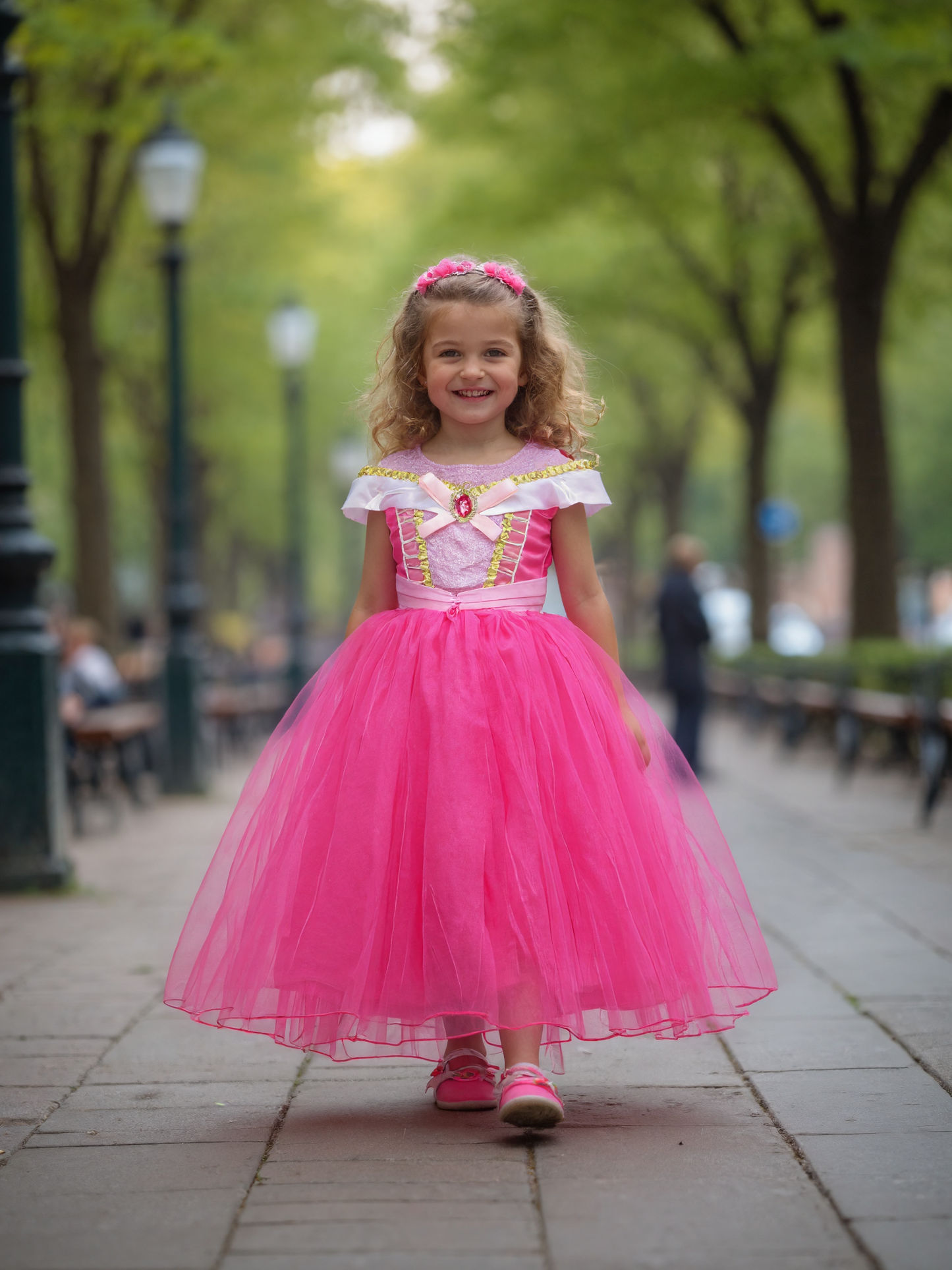 Doornroosje verkleedjurk korte Mouw