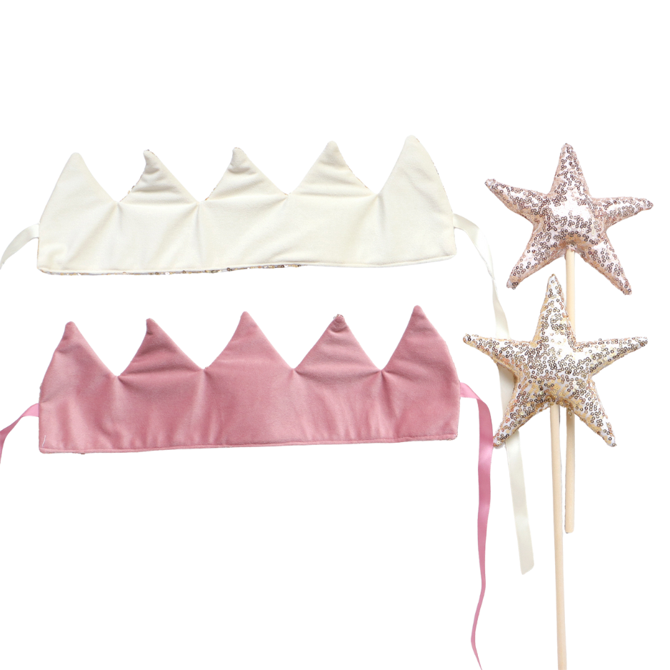 Luxe Verkleed Glitter Kroon en Staf Accessoires Rose Goud