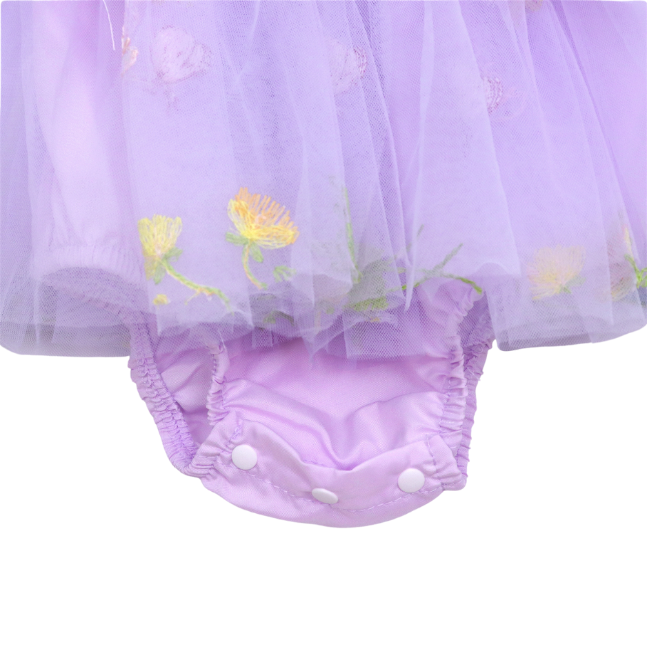 Baby Meisjes Prinsessenjurk met Bloemen en Haarband Lila