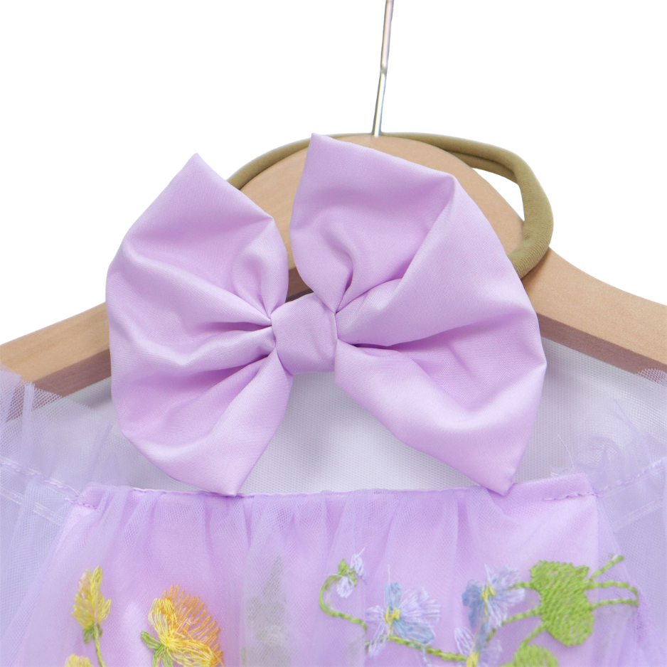 Baby Meisjes Prinsessenjurk met Bloemen en Haarband Lila