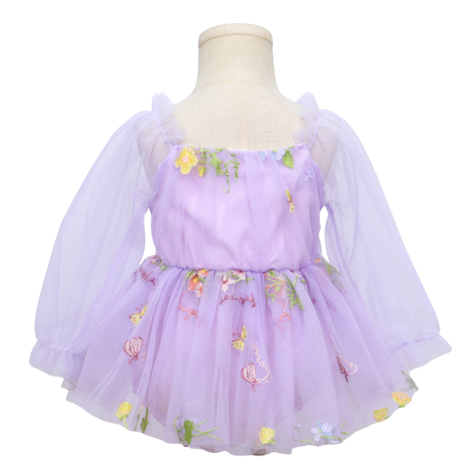 Baby Meisjes Prinsessenjurk met Bloemen en Haarband Lila