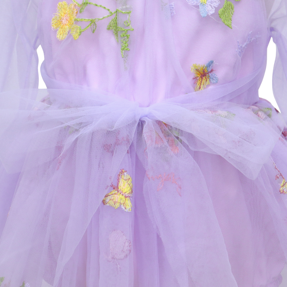 Baby Meisjes Prinsessenjurk met Bloemen en Haarband Lila