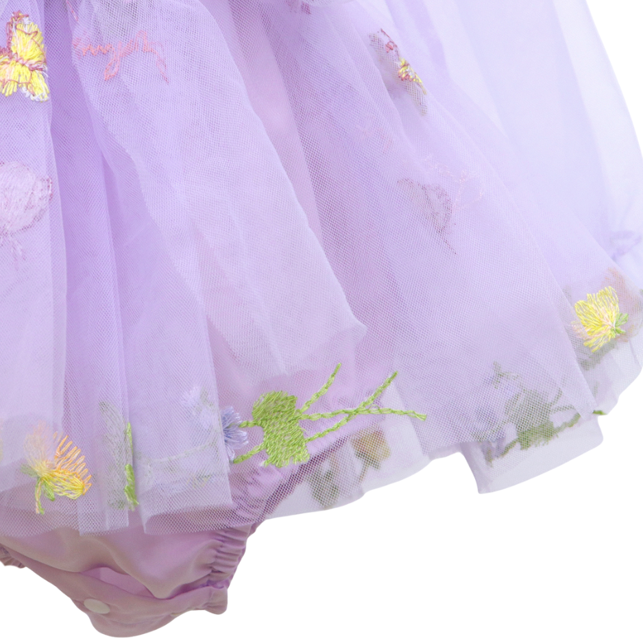 Baby Meisjes Prinsessenjurk met Bloemen en Haarband Lila