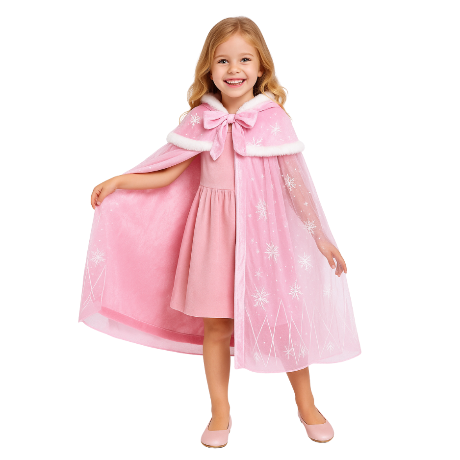 Luxe Winter Prinsessen Cape Roze