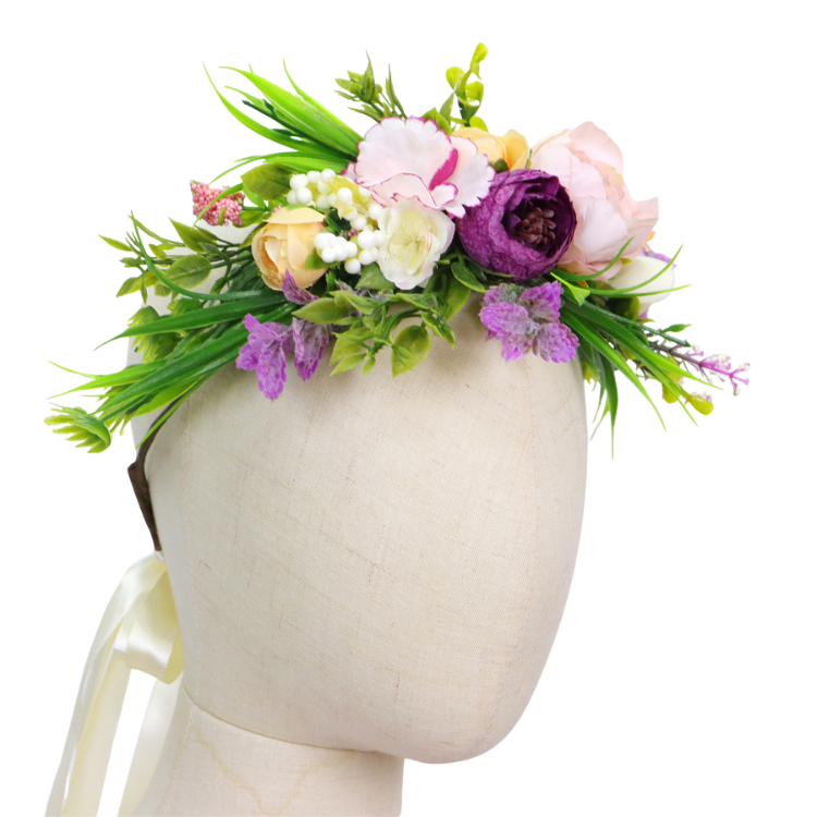 Bloemenkrans Haarband Paars & Roze