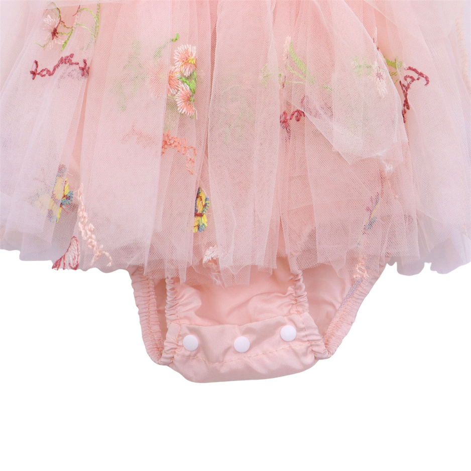 Baby Meisjes Prinsessenjurk met Bloemen en Haarband Zacht Roze