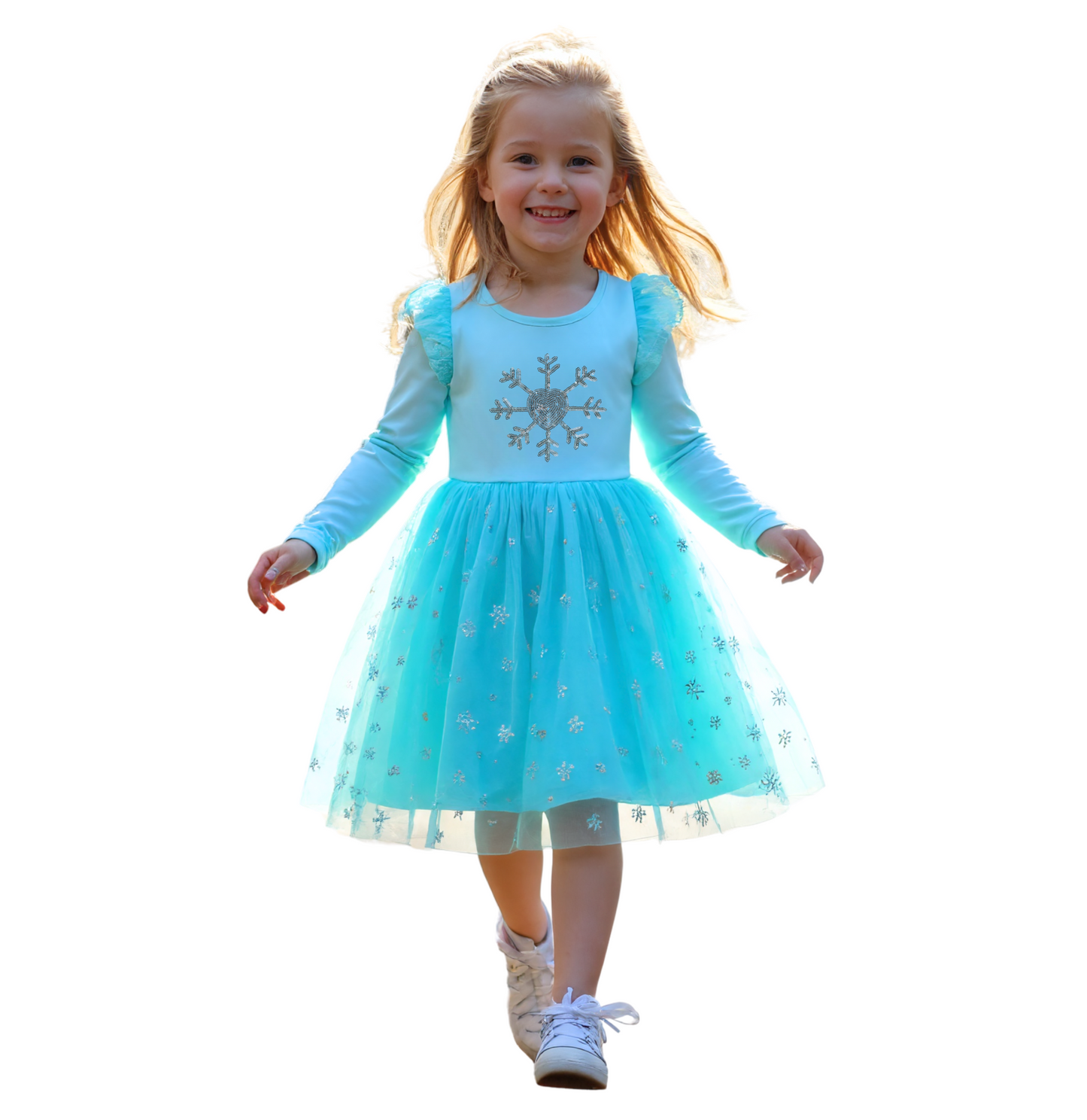Comfortabele Prinsessenjurk voor Kinderen T-shirt Stof Licht Blauw