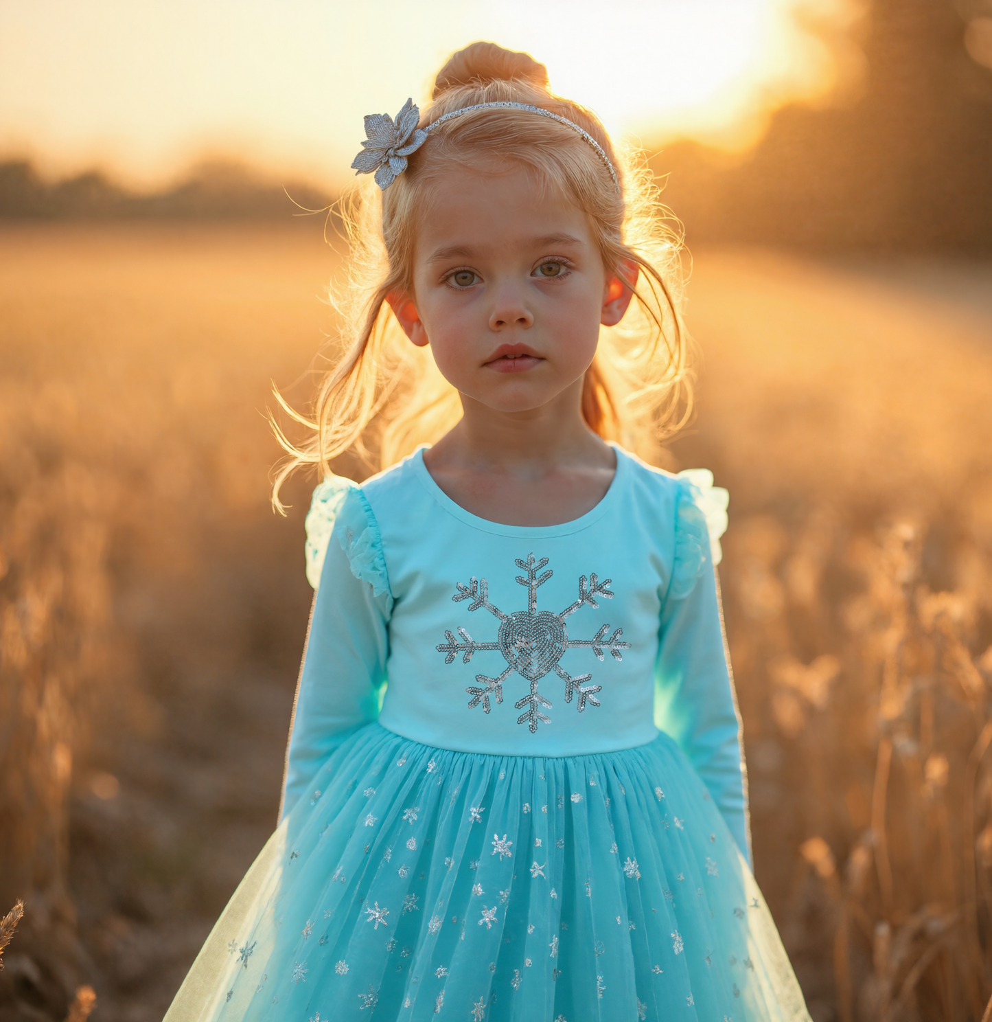 Comfortabele Prinsessenjurk voor Kinderen T-shirt Stof Licht Blauw
