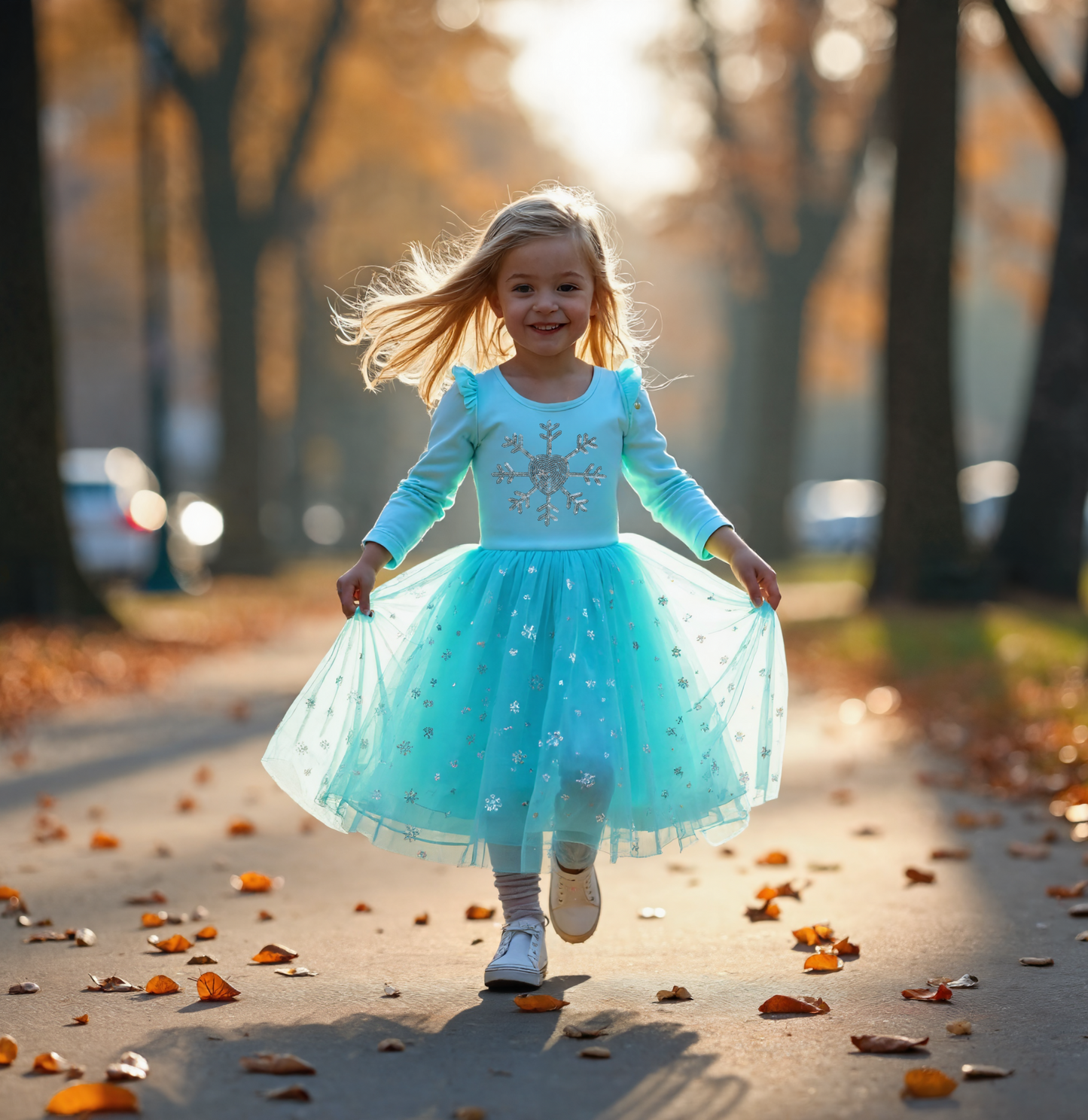 Comfortabele Prinsessenjurk voor Kinderen T-shirt Stof Licht Blauw