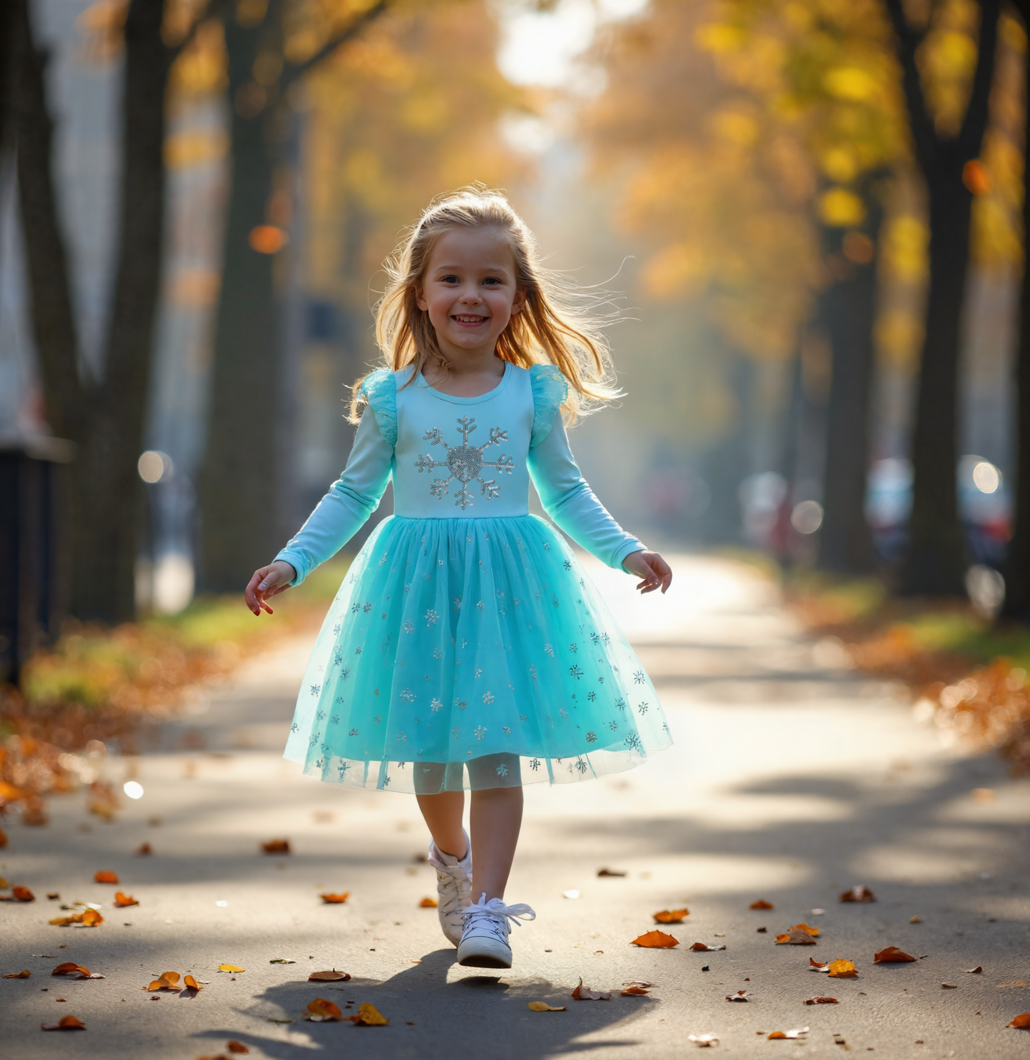 Comfortabele Prinsessenjurk voor Kinderen T-shirt Stof Licht Blauw