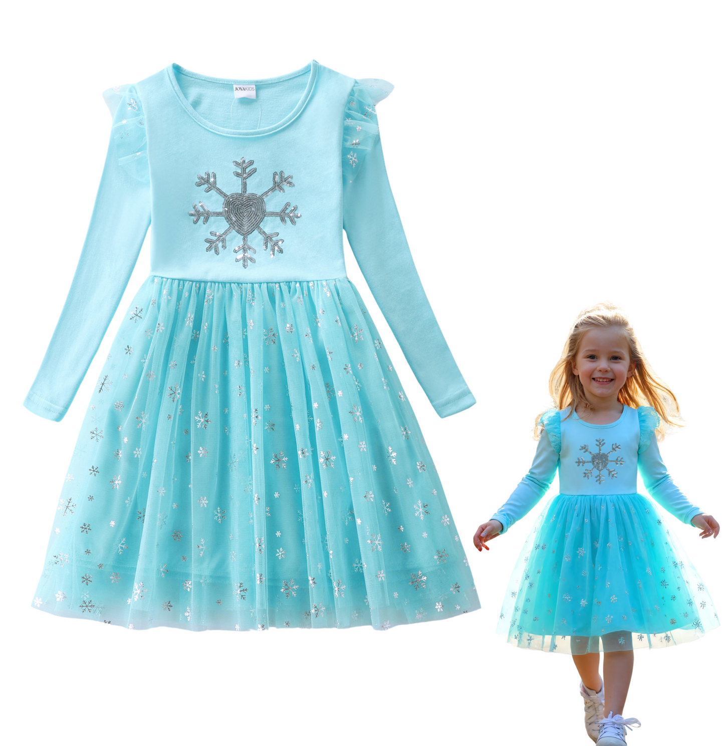 Comfortabele Prinsessenjurk voor Kinderen T-shirt Stof Licht Blauw