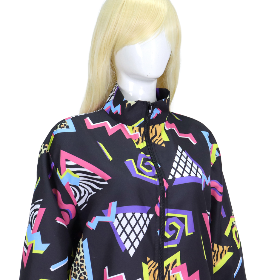 Retro Trainingspak Volwassenen Zwart met Retro Print