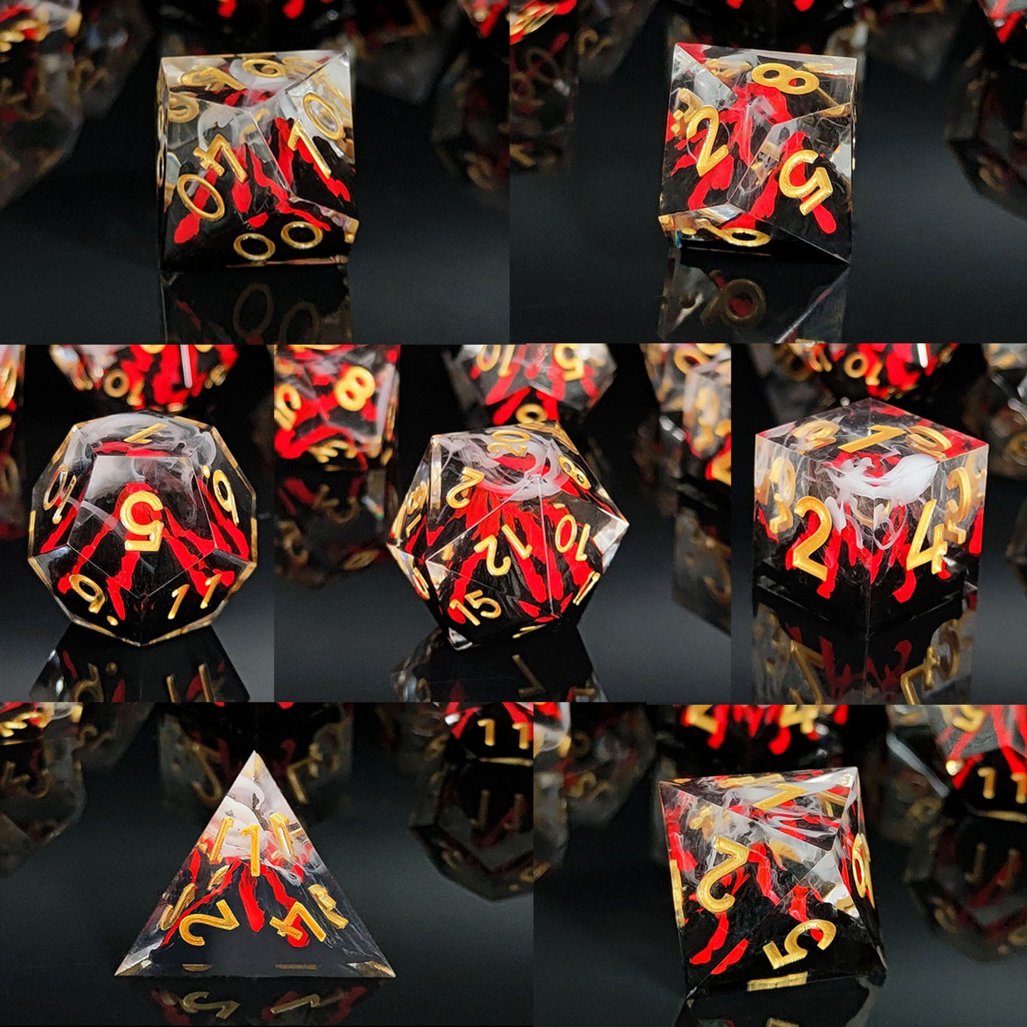 7 delige Resin Dice Set “Eruption Core"