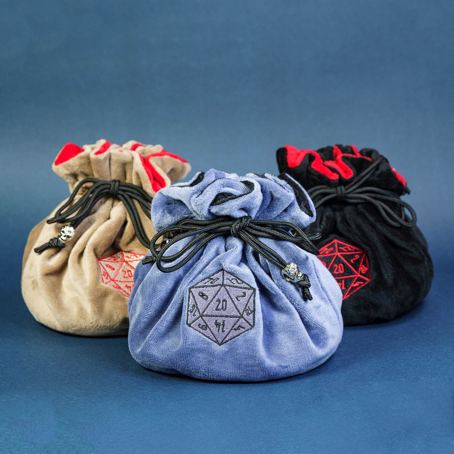 Dobbelstenen Zak met Dice Tray – Zachte Pluche Opbergzak | Voor Dungeons & Dragons & TTRPG Dobbelstenen Blauw