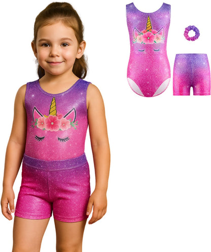 Turnpakje Meisjes zonder Mouwen met Broekje en Scrunchie Unicorn