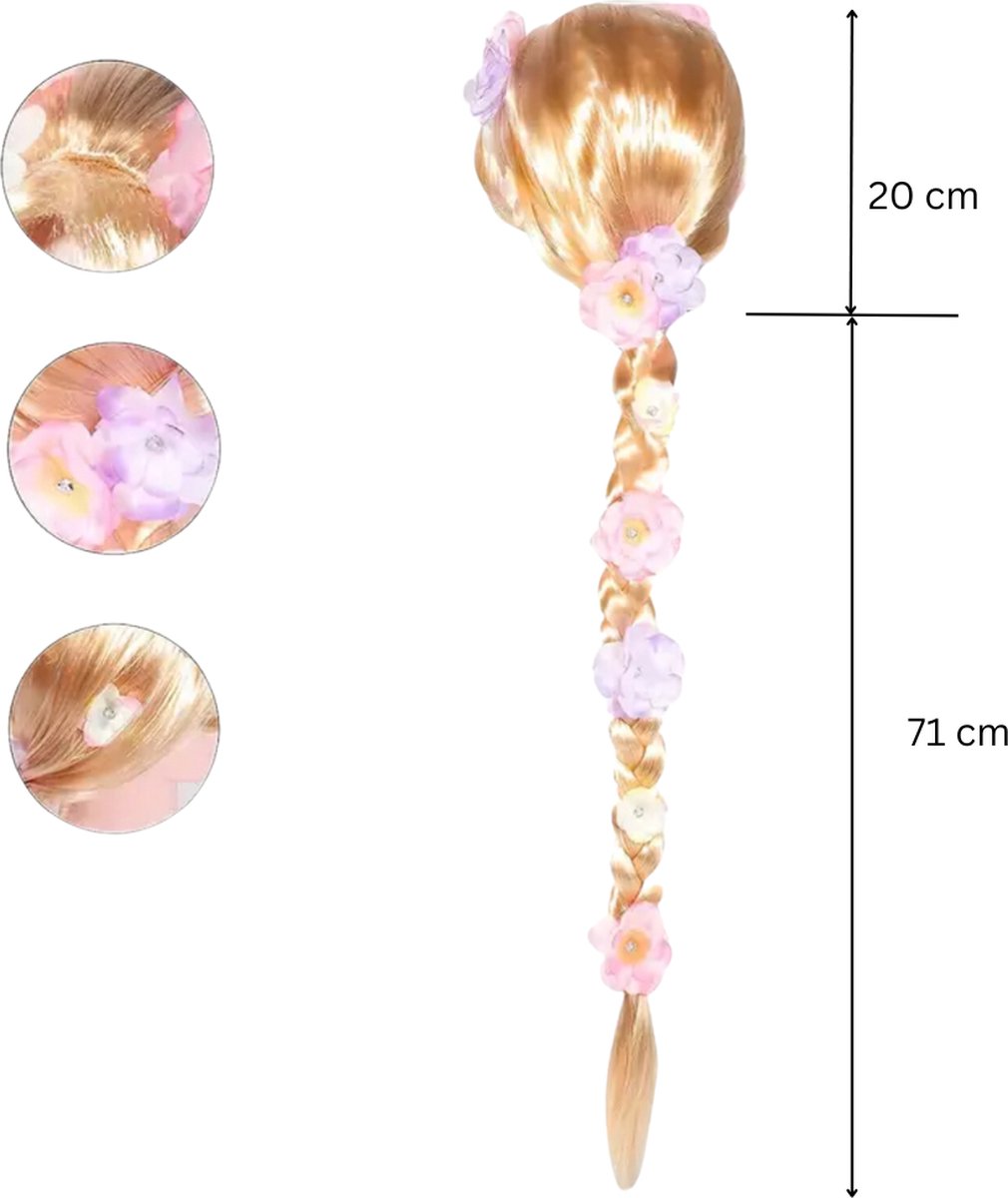 Rapunzel Prinsessen Pruik Blond met lange Vlecht