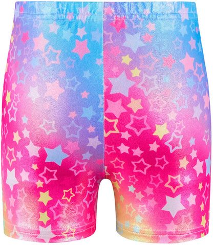 Turnpakje Meisjes Metallic zonder Mouwen met Broekje en Scrunchie Regenboog Sterren
