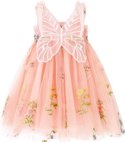Baby Meisjes Prinsessenjurk met Vlinders en Bloemen Zacht Roze