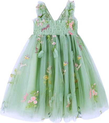 Baby Meisjes Prinsessenjurk met Vlinders en Bloemen Groen