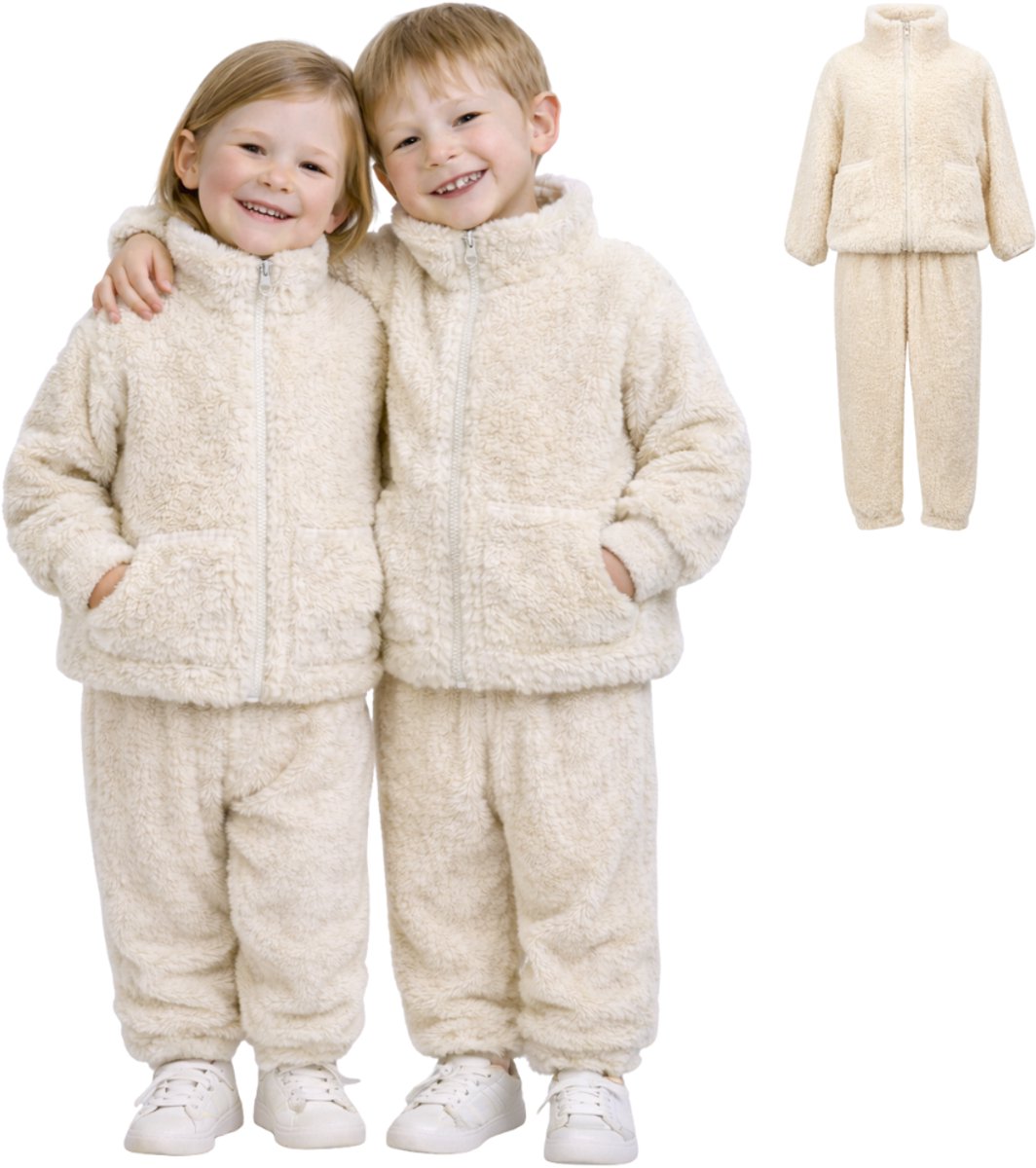Teddy Fleece 2-delige Set Kinderen Crème