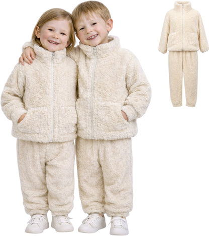 Teddy Fleece 2-delige Set Kinderen Crème