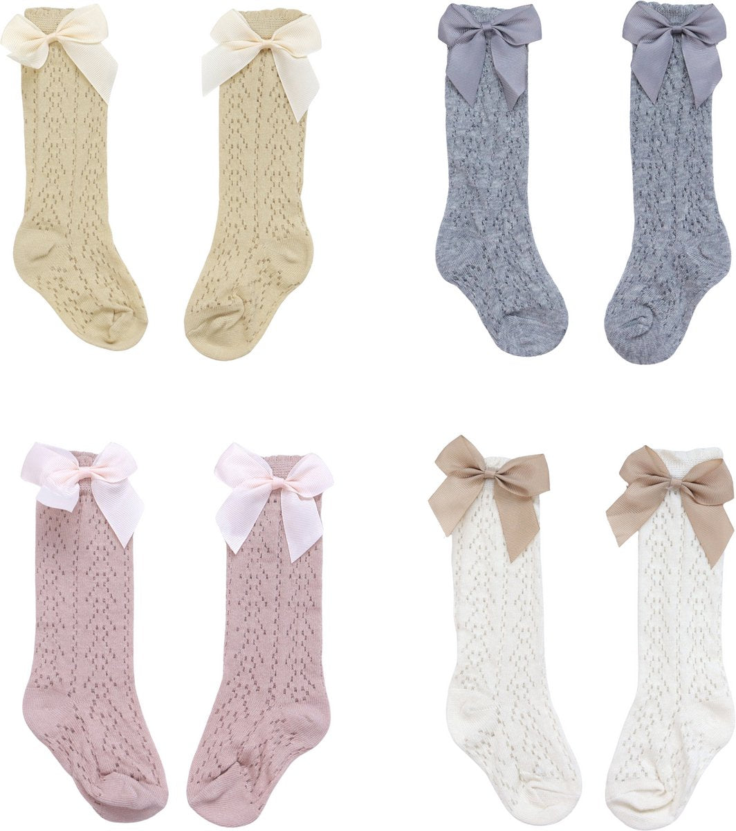Set van 4 Paar Baby sokken met Strik