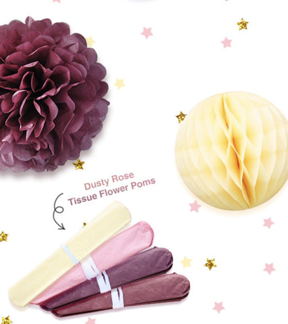 Pompom en Lampionnen Feest Versiering Roze