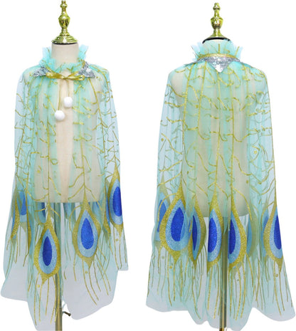 Verkleedcape met Accessoires Blauw met Paauw Vere