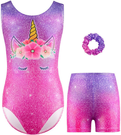 Turnpakje Meisjes zonder Mouwen met Broekje en Scrunchie Unicorn