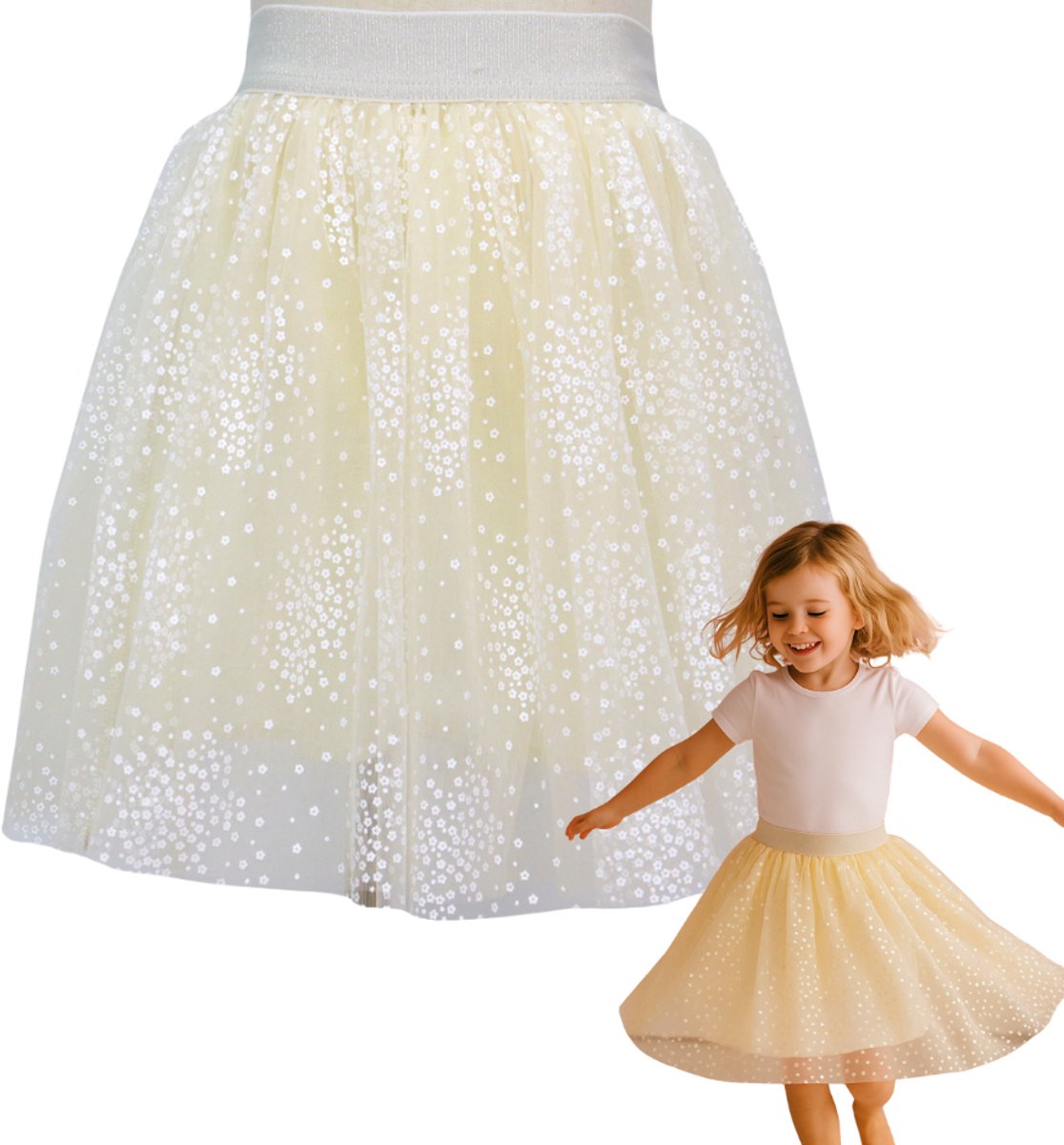 Licht Geel Verkleedrok met Tule