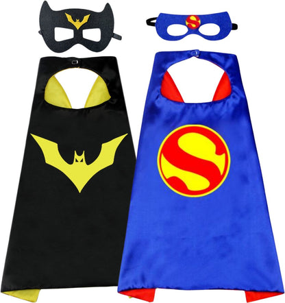 Set van 2 Superman en Batman Superheld Cape en Masker Set