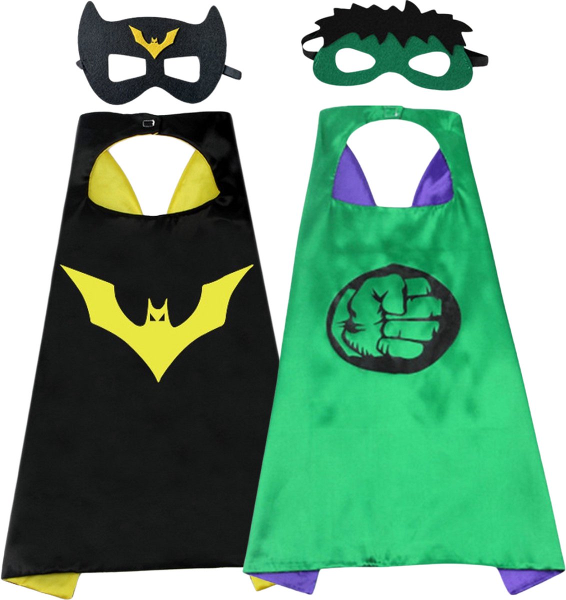 Set van 2 The Hulk en Batman Superheld Cape en Masker Set