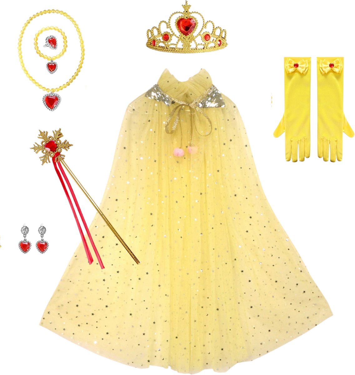 Verkleedcape met Accessoires Licht Geel