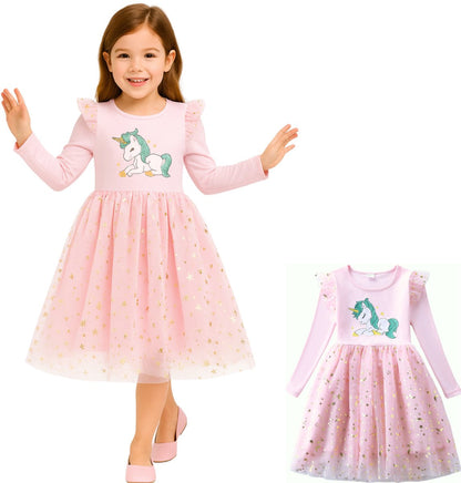 Comfortabele Unicorn Verkleedjurk Meisjes Zacht Roze