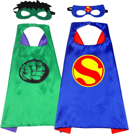 Set van 2 Superman en The Hulk Superheld Cape en Masker Set