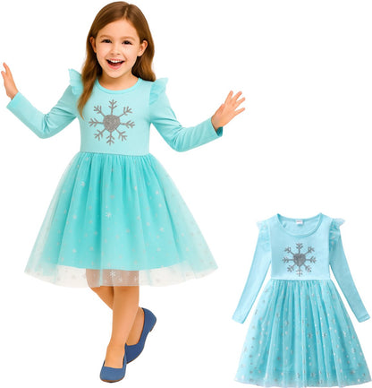 Comfortabele Prinsessenjurk voor Kinderen T-shirt Stof Licht Blauw