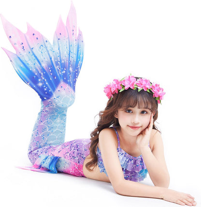 Zeemeerminstaart met bikini set Blauw en Paars met MONOVIN