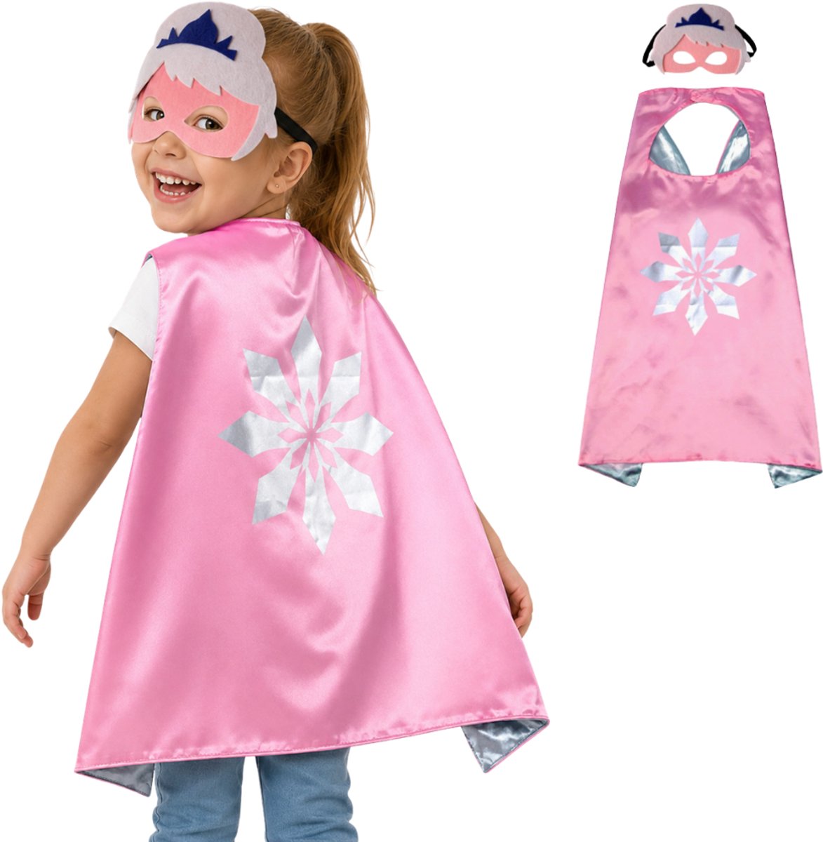 Elsa Frozen Cape & Masker Set Roze