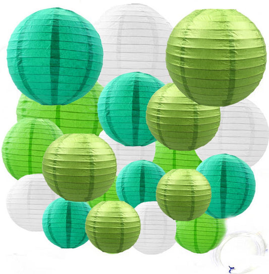 20 Stuks Lampionnen Feest Versiering Set Groen
