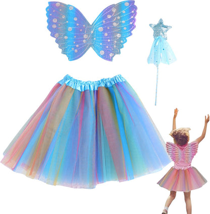 Blauwe tutu met Vleugels en Staf