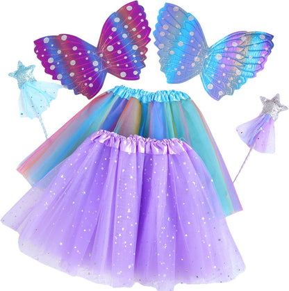 Blauwe tutu met Vleugels en Staf
