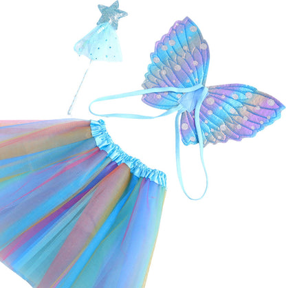 Blauwe tutu met Vleugels en Staf