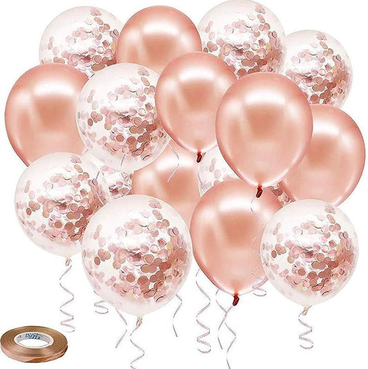 40 stuks Helium Ballonnen met Lint Rose Goud